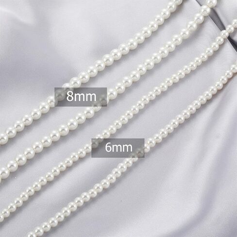 Pearl Necklace for Men,Mens Pearl Necklace,6mm 8mm White Pearl Choker Necklaces 16 18 20 22 24 inches in Saudi Arabia