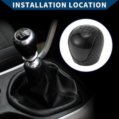 6 Speed Manual Gear Shifter Knob for Hyundai Elantra 2008-2009 / Front Stick Shifter Lever Knob/Durable Plastic Faux Leather / 1Pcs Black in Saudi Arabia