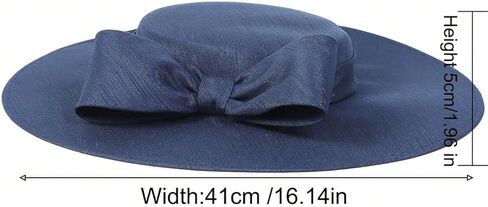 قبعات واسعة الحواف للنساء بفيونكة كبيرة مناسبة رسمية قبعة كنتاكي للسيدات لحفلات الزفاف والكوكتيل وحفلات مسطحة in Kuwait