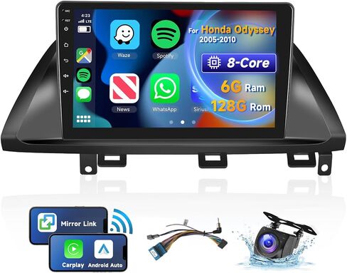 8 Core 8+128g لـ Honda Odyssey 2005-2010 Android Car Radio مع Carplay Android Auto ، 10.1 بوصة Qled Screen Car Stereo يدعم 4G/ WiFi ، GPS ، FM/ AM ، Bluetooth 5.0 ، كاميرا احتياطية in Kuwait