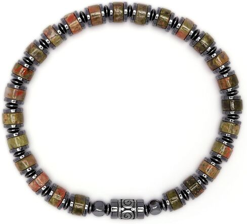 سوار الرجال المزيج-حبات مصقولة مع لهجة النغمة الصلب | ملائمة ملابس معصم الحد الأدنى in Kuwait