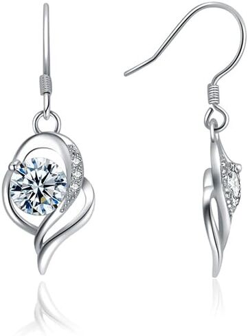 14K Gold over S925 Sterling Silver 1CT Dancing Diamond Dangle Earrings for Women, D Color VVS1, Thoughtful Gift for Wife on Birthday in Kuwait
