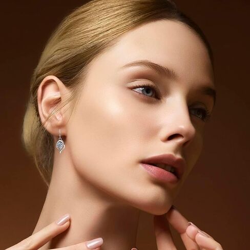 14K Gold over S925 Sterling Silver 1CT Dancing Diamond Dangle Earrings for Women, D Color VVS1, Thoughtful Gift for Wife on Birthday in Kuwait