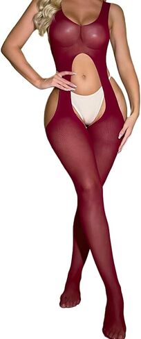 Women Sexy Bodystocking Suspenders Sheer Lingerie Tights Transparen One PieceBodysuits in Kuwait