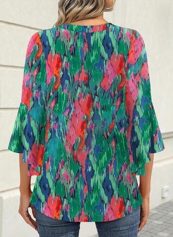 Angerella Womens 3/4 Sleeve Dary Disy Top Strendy Stirts v Neck Business أعمال شيفون بلوزات شيفون in Kuwait