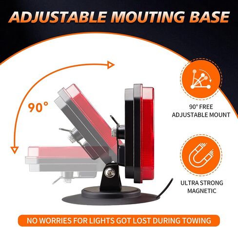 Wireless Tail Lights for Trailer, Rechargeable Magnetic Tow Lights with Reverse Light, Wireless Brake Lights Kit with Adjustable Turn Signal for, Car, Boat, Trucks, RV in Saudi Arabia