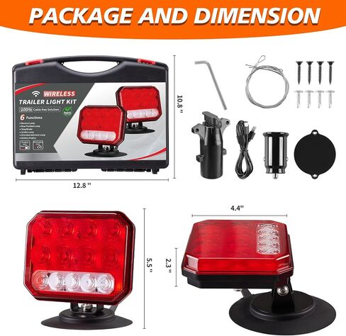 Wireless Tail Lights for Trailer, Rechargeable Magnetic Tow Lights with Reverse Light, Wireless Brake Lights Kit with Adjustable Turn Signal for, Car, Boat, Trucks, RV in Saudi Arabia