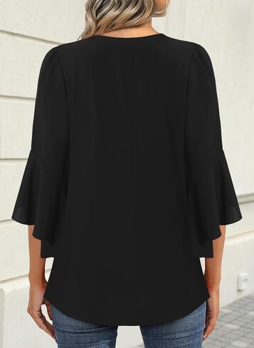 Angerella Womens 3/4 Sleeve Dary Disy Top Strendy Stirts v Neck Business أعمال شيفون بلوزات شيفون in Kuwait