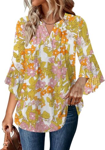 Angerella Womens 3/4 Sleeve Dary Disy Top Strendy Stirts v Neck Business أعمال شيفون بلوزات شيفون in Kuwait