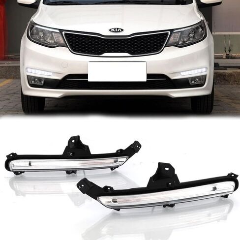 2x LED DRL النهار تشغيل Light Light Lamp Truck Kit لـ Kia Rio K2 2015-2016 in Saudi Arabia