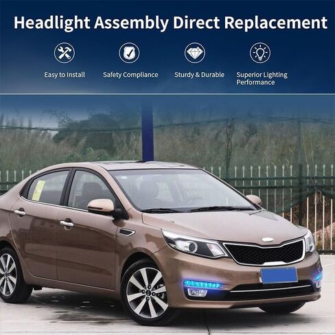 2x LED DRL النهار تشغيل Light Light Lamp Truck Kit لـ Kia Rio K2 2015-2016 in Saudi Arabia