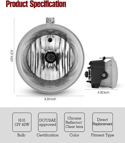 أضواء الضباب Autowiki تتناسب مع 05-09 Dodge Dakota ، 07-09 Dodge Durango/Chrysler 300 SRT8/Chrysler Aspen ، 06-10 Jeep Commander ، 05-10 Jeep Grand Grand Cherokee Single Side Side Light 1PCS 1PCS in Saudi Arabia