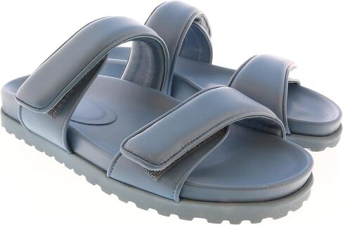 Gia Borghini Lead Blue Gia x Pernille Double Strap Leather Slides for Mens in Saudi Arabia