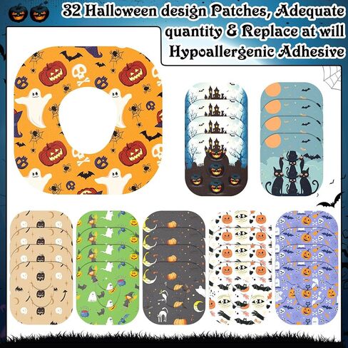 Geiserailie 32 Pcs Adhesive Patches Compatible with Dexcom G7 Waterproof Pre Cut CGM Covers Durable Sweat Proof Halloween Tape Stickers Flexible and Breathable Long Lasting Sensor Covers in Saudi Arabia