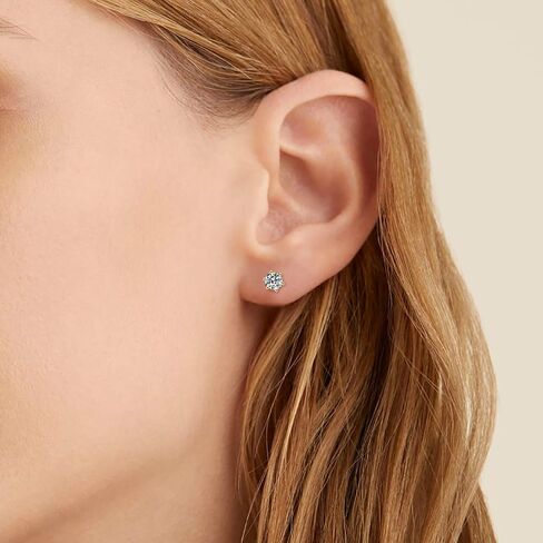 KRKC&CO Moissanite Studs Earrings, Sparkly Lab Created Earrings, S925 Sterling Silver, 6-Prong, 0.6-3CT, D Color, VVS1, 14K White Jewelry Gifts for Women in Saudi Arabia