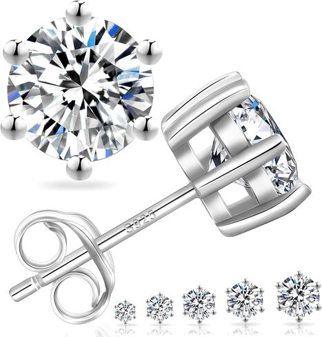 أقراط KRKC & CO Moissanite ، أقراط LAB التي تم إنشاؤها ، S925 STERLING SIVAL ، 6-PRONG ، 0.6-3CT ، D ، VVS1 ، 14K White Jewelry Gifts for Women in Saudi Arabia