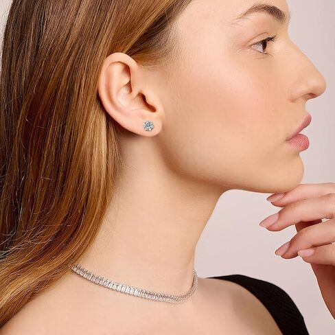 أقراط KRKC & CO Moissanite ، أقراط LAB التي تم إنشاؤها ، S925 STERLING SIVAL ، 6-PRONG ، 0.6-3CT ، D ، VVS1 ، 14K White Jewelry Gifts for Women in Saudi Arabia