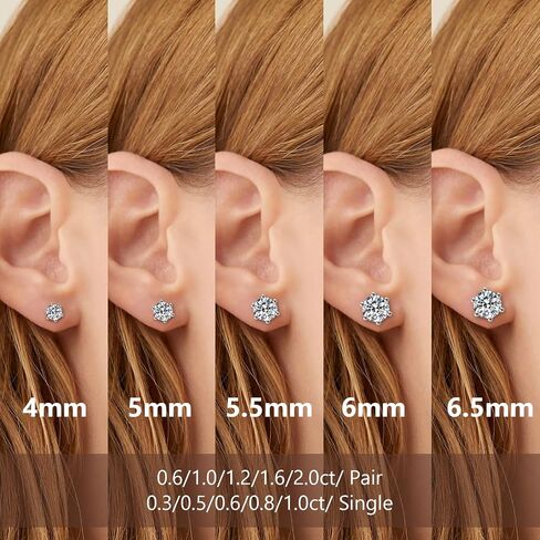 أقراط KRKC & CO Moissanite ، أقراط LAB التي تم إنشاؤها ، S925 STERLING SIVAL ، 6-PRONG ، 0.6-3CT ، D ، VVS1 ، 14K White Jewelry Gifts for Women in Saudi Arabia