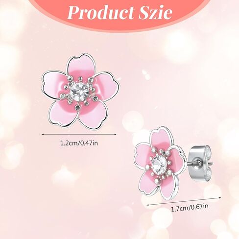 3 Pairs Flower Stud Earrings for Women, Earring Cute Ear Studs Cherry Blossom Daisy Rose Flower Stud Earrings for Women in Saudi Arabia
