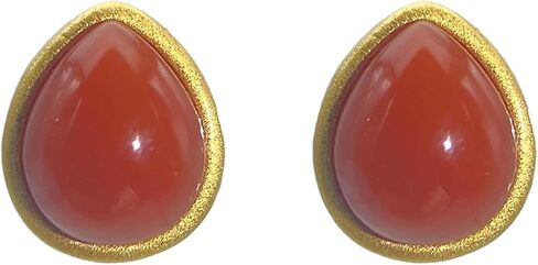 Natural Red Agate Stud Earrings - Tiny Classic Matte Vintage 925 Sterling Silver Gemstone Studs for Women Gift in Saudi Arabia