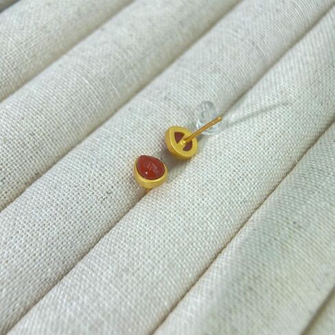 Natural Red Agate Stud Earrings - Tiny Classic Matte Vintage 925 Sterling Silver Gemstone Studs for Women Gift in Saudi Arabia
