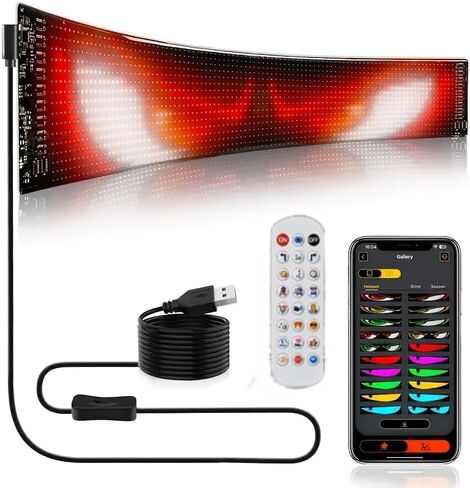 Light Eyes Light للسيارات ، عيون LED قابلة للبرمجة للسيارة ، شاشة LED المرنة للسيارة ، نوافذ السيارات والشاحنات الصغيرة إلى المتوسطة ، USB 5V (6.8inx2.8in) in Saudi Arabia