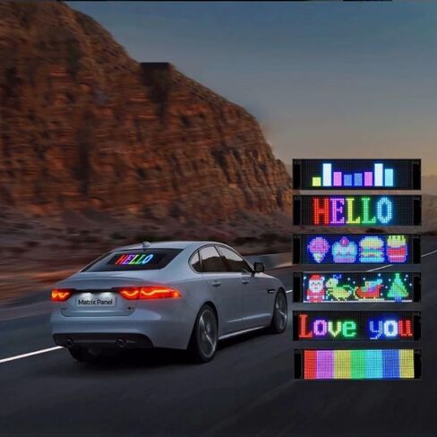 Light Eyes Light للسيارات ، عيون LED قابلة للبرمجة للسيارة ، شاشة LED المرنة للسيارة ، نوافذ السيارات والشاحنات الصغيرة إلى المتوسطة ، USB 5V (6.8inx2.8in) in Saudi Arabia
