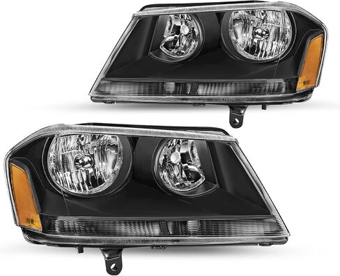 JSBOYAT Fits for 2008-2014 Dodge Avenger Halogen Headlight Assembly OE Replacement Headlamp Driver and Passenger Chrome Housing Amber Reflector Side in Kuwait