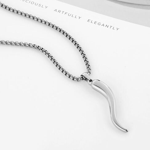 HZMAN Italian Horn Necklace for Men Women High Polished Stainless Steel Cornicello Pendant Protection Jewelry Gift in Saudi Arabia
