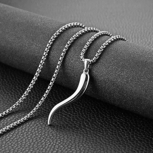 HZMAN Italian Horn Necklace for Men Women High Polished Stainless Steel Cornicello Pendant Protection Jewelry Gift in Saudi Arabia