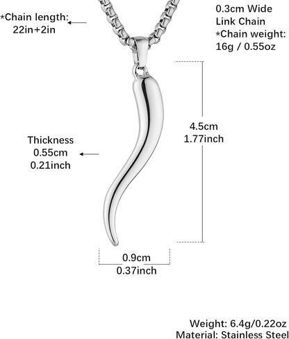 HZMAN Italian Horn Necklace for Men Women High Polished Stainless Steel Cornicello Pendant Protection Jewelry Gift in Saudi Arabia