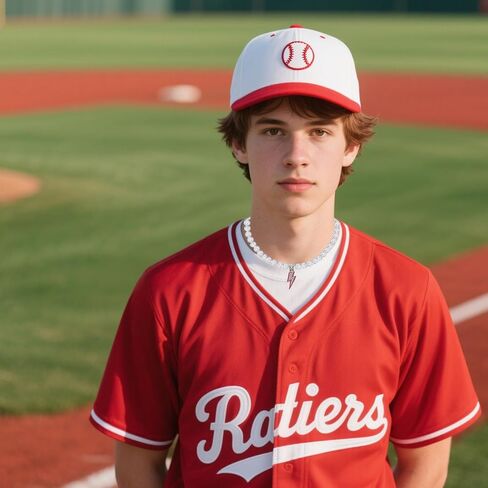 Lightning Bolt Baseball Beaded Necklace Bling Cross Baseball Ice Necklace Baseballs Chain Necklaces Stuff Drip Accessories(White&Blue) in Saudi Arabia