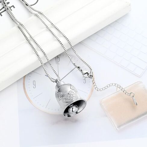 XSMZB Wings Heart Bell Urn Necklaces for Ashes for Men Women Bell Cremation Jewelry Ashes Keepsake Pendant Funeral Memorial Urn Jewelry in Saudi Arabia