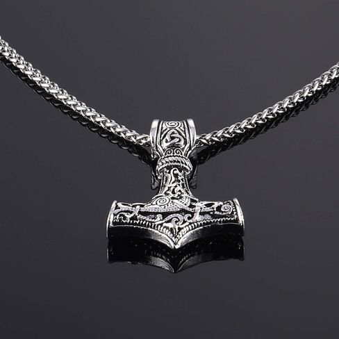 قلادة Mjolnir Thor Hammer Necklace Men Viking Thor قلادة من الفولاذ المقاوم للصدأ قلادة in Kuwait