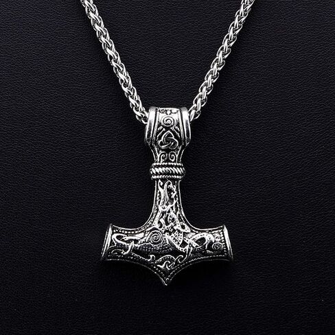 قلادة Mjolnir Thor Hammer Necklace Men Viking Thor قلادة من الفولاذ المقاوم للصدأ قلادة in Kuwait