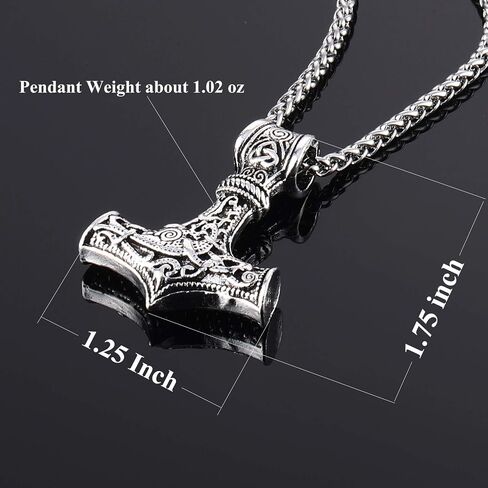 قلادة Mjolnir Thor Hammer Necklace Men Viking Thor قلادة من الفولاذ المقاوم للصدأ قلادة in Kuwait