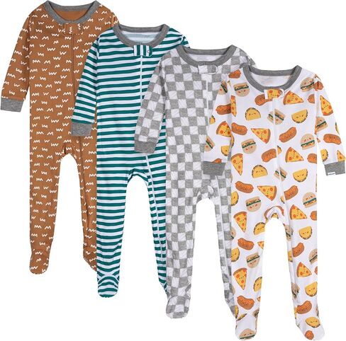 Onesies Brand Baby Boys' 4-Pack Footed Pajamas, Snack Truck, 6-9M in Kuwait