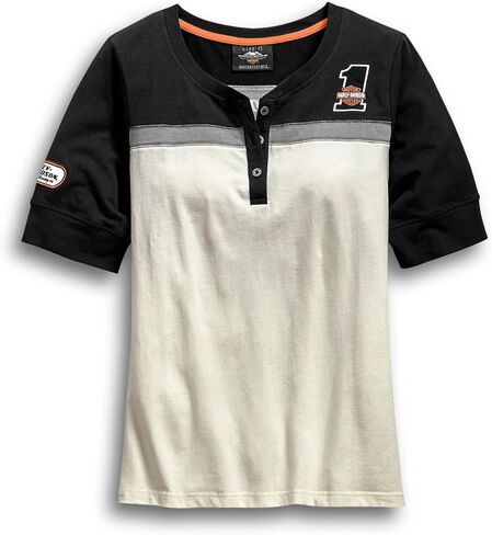 Harley-Davidson Women's H-D Racing Short Sleeve Henley - 99136-19VW in Saudi Arabia