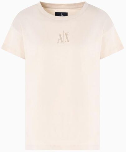 Armani Exchange Women's Boyfriend Fit Tee with Studded Small Icon Logo in Saudi Arabia