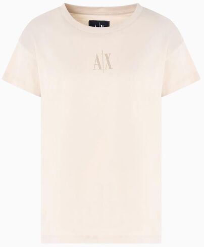 Armani Exchange Women's Boyfriend Fit Tee with Studded Small Icon Logo in Saudi Arabia