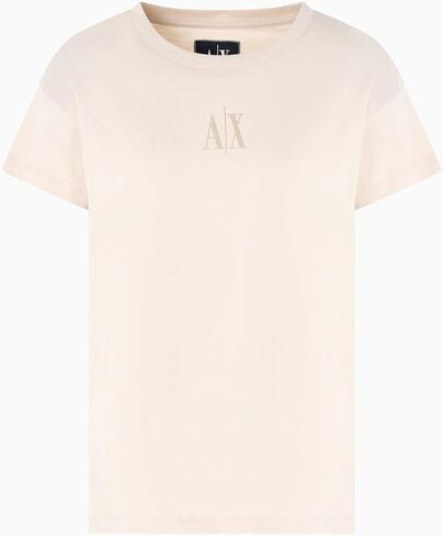Armani Exchange Women's Boyfriend Fit Tee with Studded Small Icon Logo in Saudi Arabia