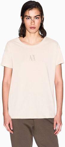 Armani Exchange Women's Boyfriend Fit Tee with Studded Small Icon Logo in Saudi Arabia