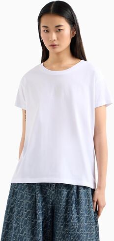 Armani Exchange Women's Boyfriend Fit Tee with Studded Small Icon Logo in Saudi Arabia