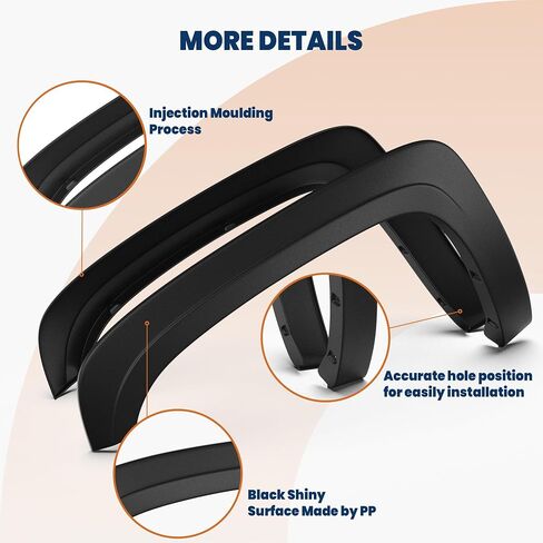 OE Factory Fender Flares متوافقة مع 07-13 Chevy Silverado 1500/07-14 2500HD 3500HD 6.5ft /8.1ft سرير طويل على جانب الأسطول ناعم أسود قابل للطلاء عجلة مضيئة أمامية وخلفية 4 قطع in Saudi Arabia