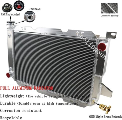 جميع المبردات من الألومنيوم لعام 1985-1997 فورد F Super Duty Bronco F150 F250 F350 F53 5.0 5.8 7.3 7.5 V8 محرك ، 3 مشعات ROW 1986 1987 1988 1989 1990 in Kuwait