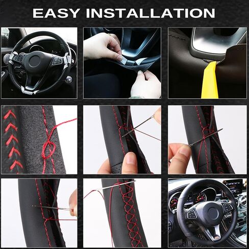 Car Steering Wheel Cover Microfiber Leather Stitch Wheel Wrap Fit for Honda CRV CR-V 2012-2015 in Saudi Arabia
