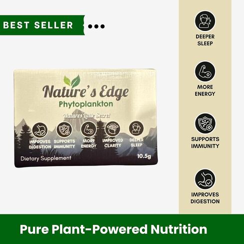 Natures Edge Pure Marine Phytoplancton Powder - يدعم الطاقة ، صحة المناعة ، الهضم - الفيتامينات الأساسية ، المعادن ، مساحيق أوميغا 3 الخضر - نوم مسحوق الأطعمة الفائقة ، صحة الأمعاء - 10.5 جم in Saudi Arabia