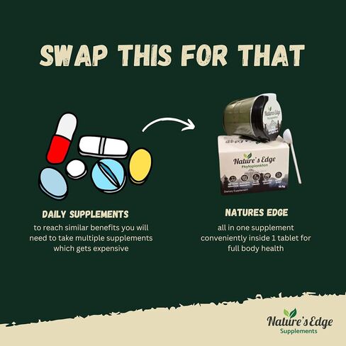 Natures Edge Pure Marine Phytoplancton Powder - يدعم الطاقة ، صحة المناعة ، الهضم - الفيتامينات الأساسية ، المعادن ، مساحيق أوميغا 3 الخضر - نوم مسحوق الأطعمة الفائقة ، صحة الأمعاء - 10.5 جم in Saudi Arabia