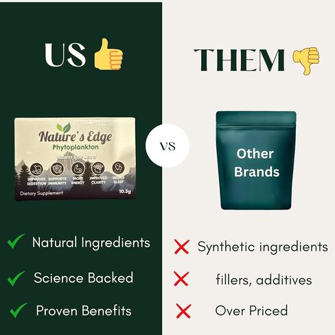 Natures Edge Pure Marine Phytoplancton Powder - يدعم الطاقة ، صحة المناعة ، الهضم - الفيتامينات الأساسية ، المعادن ، مساحيق أوميغا 3 الخضر - نوم مسحوق الأطعمة الفائقة ، صحة الأمعاء - 10.5 جم in Saudi Arabia