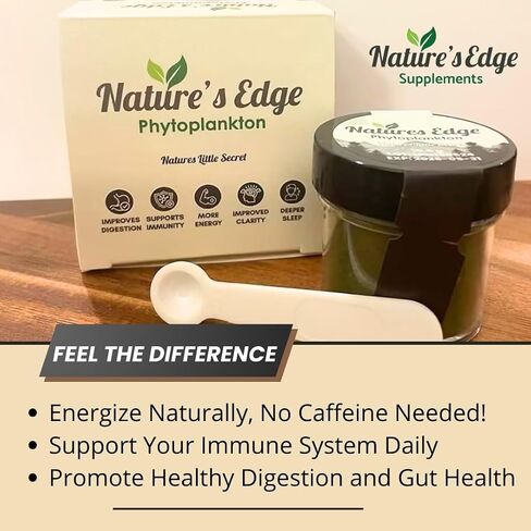 Natures Edge Pure Marine Phytoplancton Powder - يدعم الطاقة ، صحة المناعة ، الهضم - الفيتامينات الأساسية ، المعادن ، مساحيق أوميغا 3 الخضر - نوم مسحوق الأطعمة الفائقة ، صحة الأمعاء - 10.5 جم in Saudi Arabia